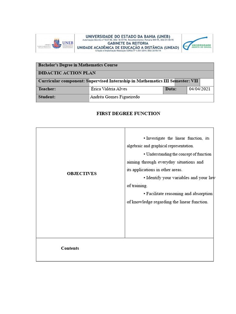Lesson Plan - Linear Function | PDF | Function (Mathematics) | Polynomial