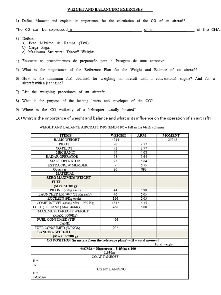 Weight and Balance in Aircraft Operations | PDF | Aircraft | Aerospace ...