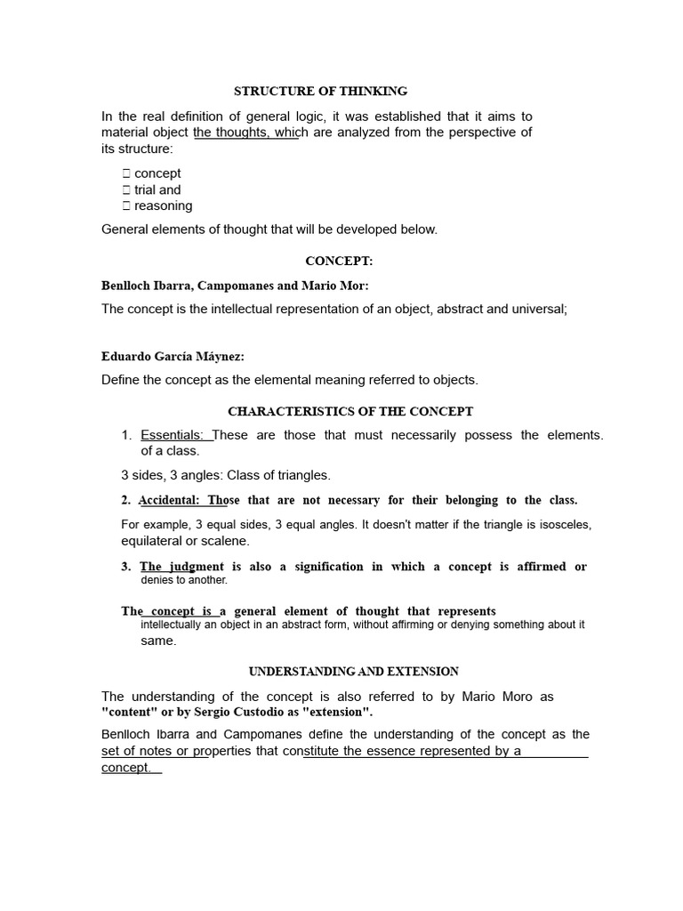 Structure of Thinking: Concepts Explained | PDF | Thought | Concept