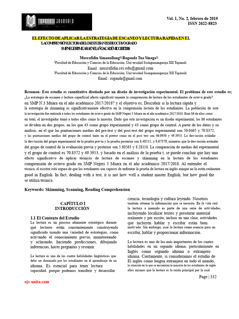 El Efecto de Aplicar La Estrategia de Escaneo y Skimming | PDF ...