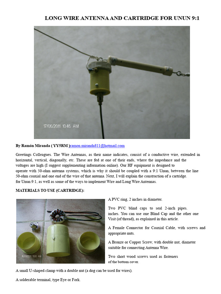Build a 9:1 Unun for Long Wire Antennas | PDF | Electrical Connector ...