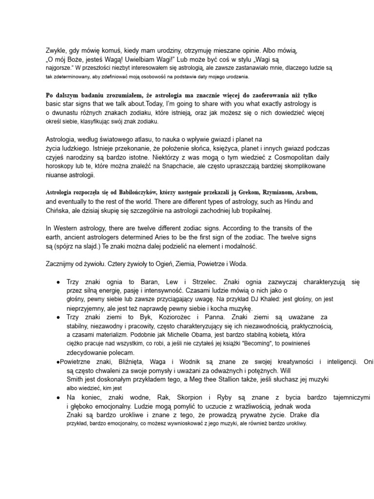 Drugie Informacyjne Wystąpienie Na Temat Astrologii | PDF