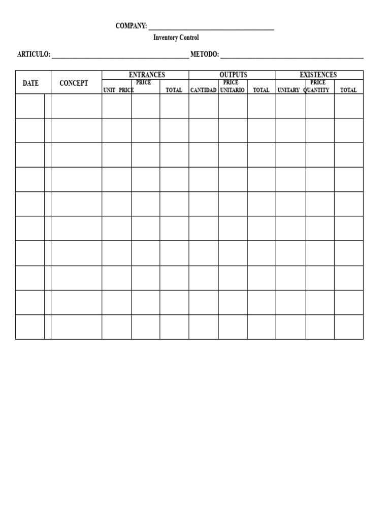 Inventory Control Format | PDF
