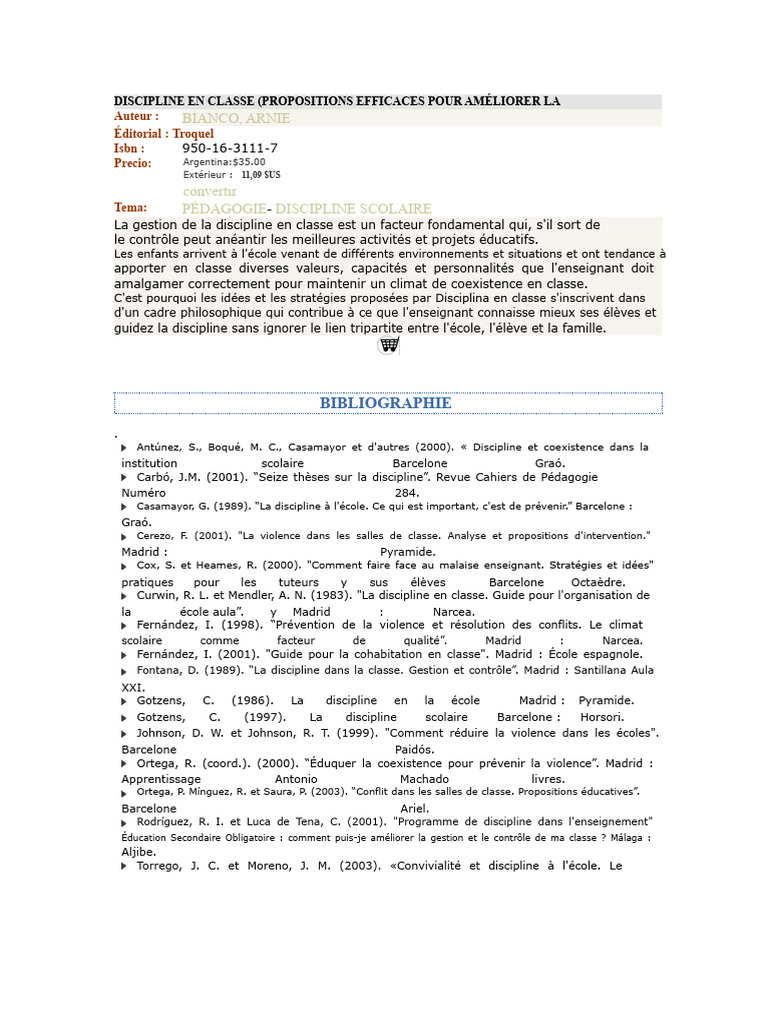 Améliorer la discipline en classe | PDF | Pédagogie