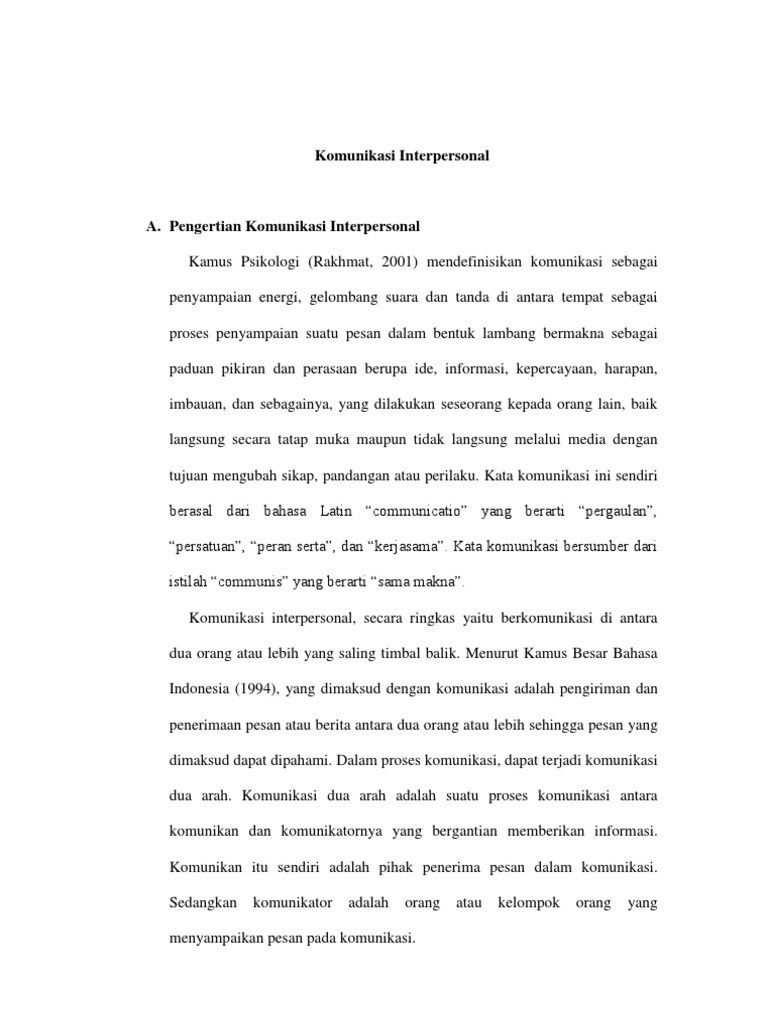 Makalah Komunikasi Interpersonal