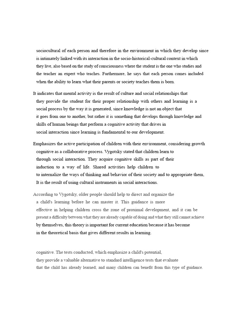 Vygotsky's Sociocultural Learning Theory | PDF | Learning | Behavior ...