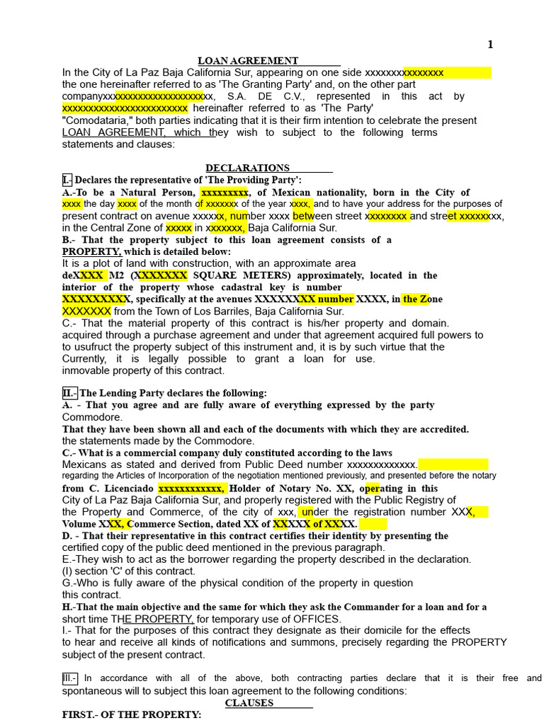 Loan Agreement FORMAT | PDF | Loans | Lease