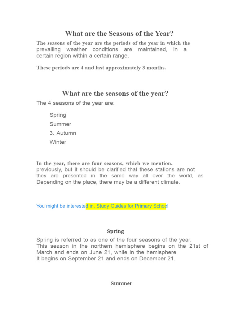 Understanding the Four Seasons | PDF