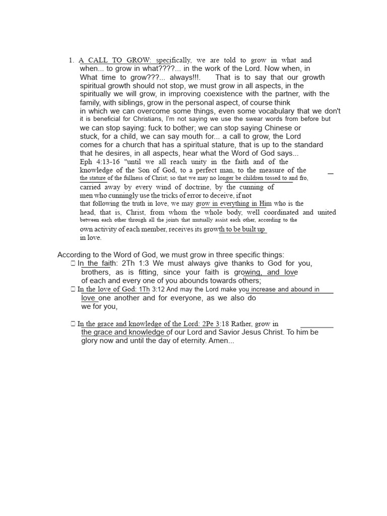 Call to Spiritual Growth in Christ | PDF