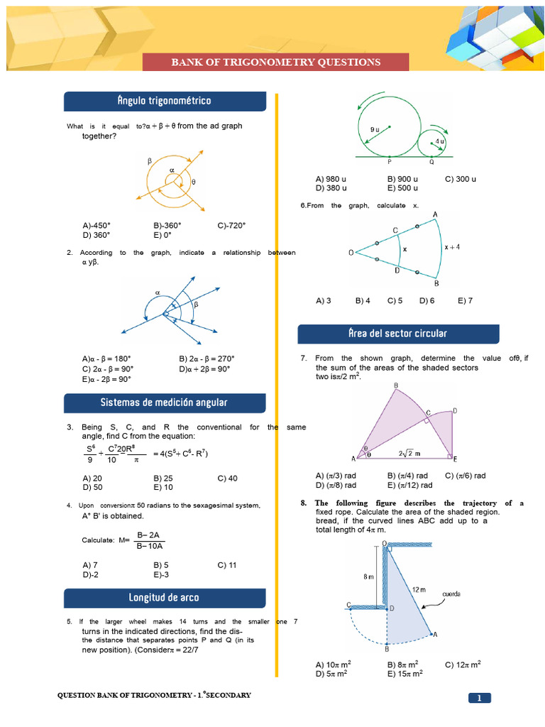 Question bank of Trigonometry_1st | PDF | Trigonometry | Triangle