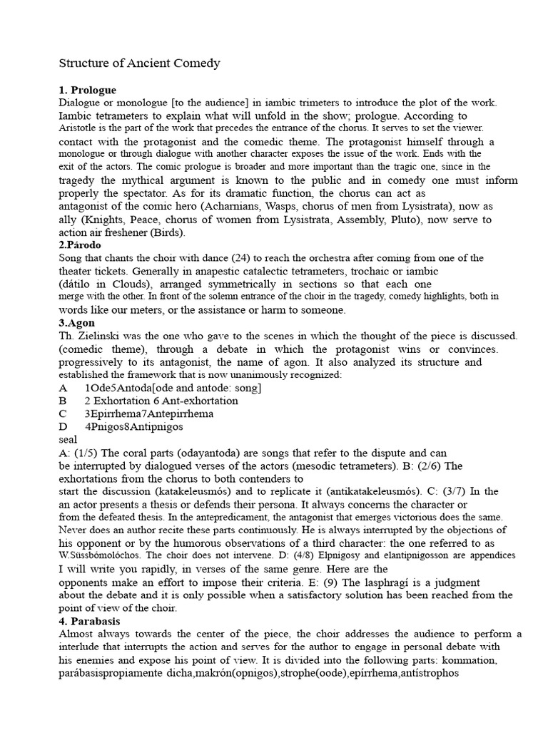 Structure of Ancient Comedy Explained | PDF | Aristophanes | Ancient Greece