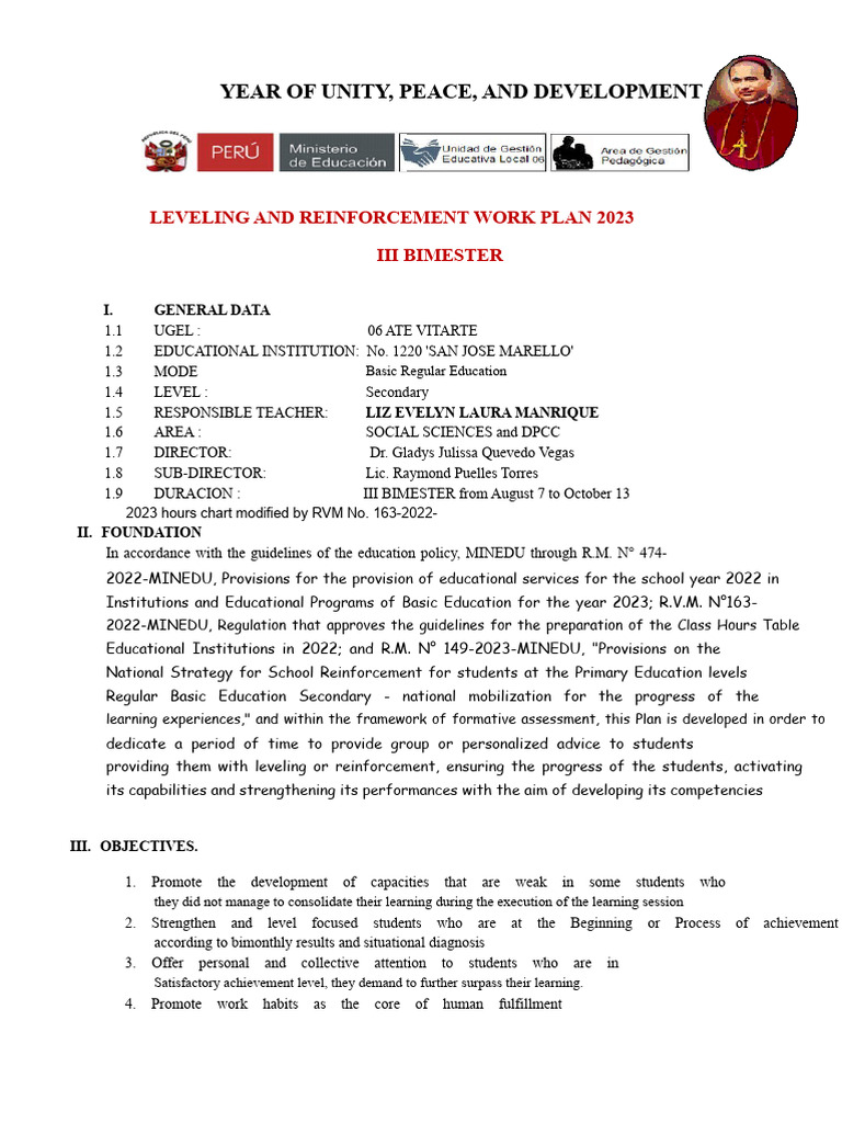 Reinforcement Plan 3RD Bimester DPCC-CCSS | PDF | Learning | Cognition
