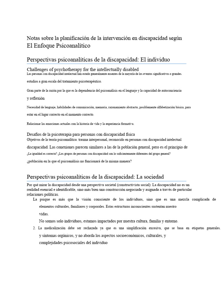 Psicoanálisis de La Discapacidad | PDF | Psicoanálisis | Invalidez
