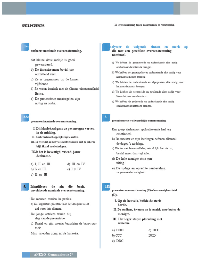 OEFENING IN NAAM EN WERKWOORD OVEREENSTEMMING (1) | PDF