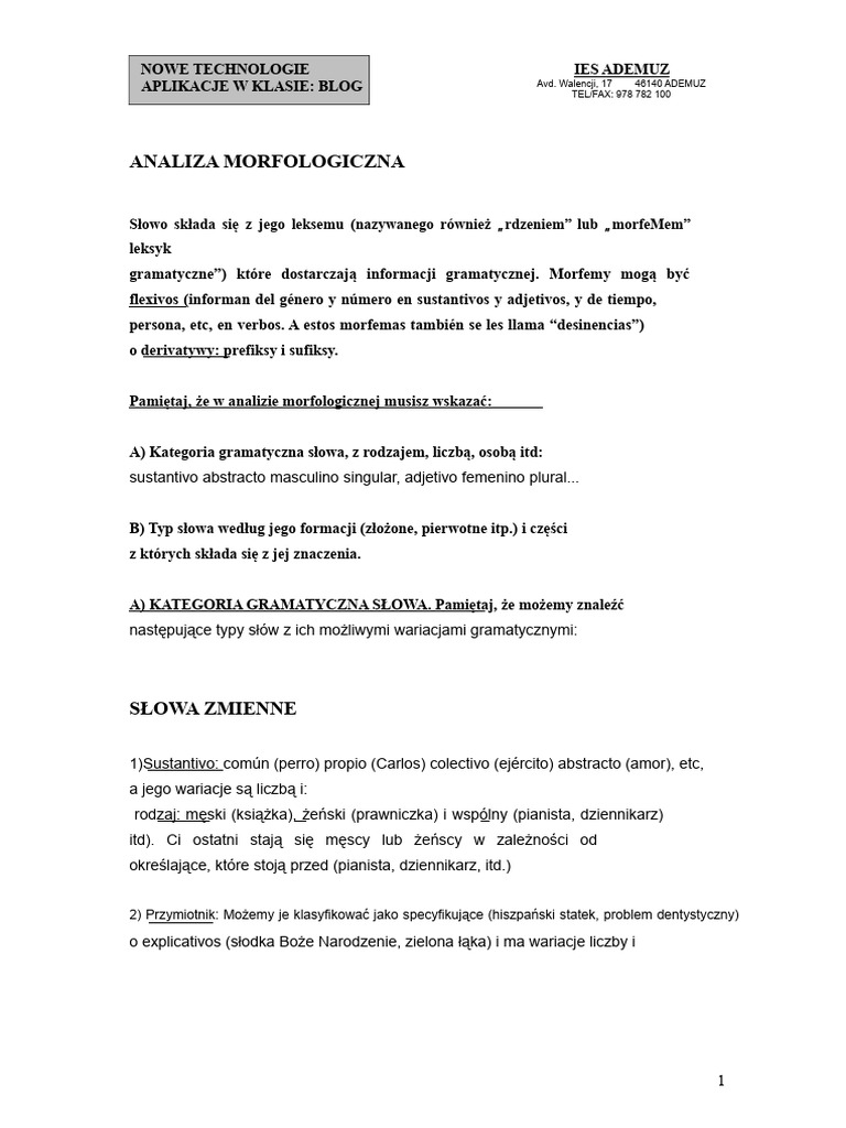 Analiza Morfologiczna | PDF