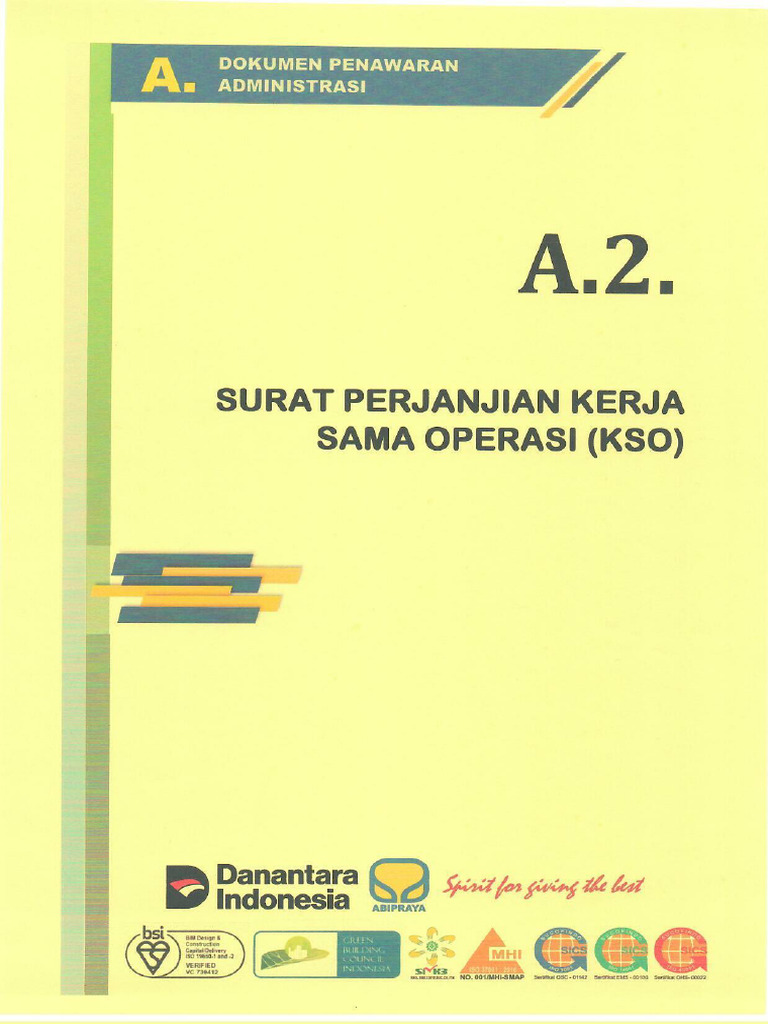 Contoh Surat Perjanjian KSO Tender | PDF