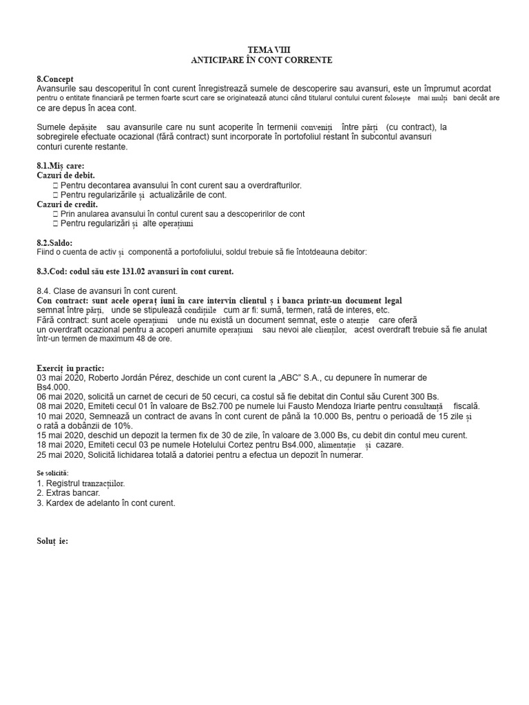 Avans În Contul Curtent | PDF