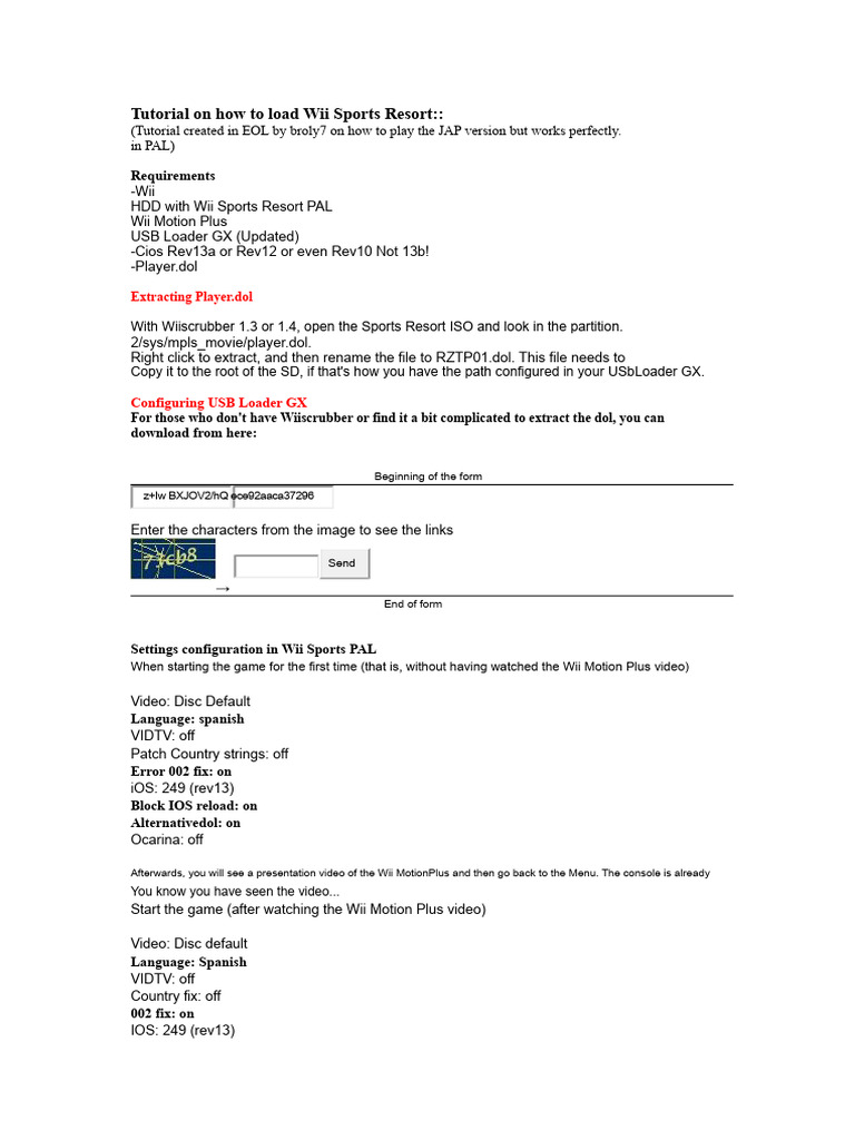 Tutorial on how to load Wii Sports Resort | PDF