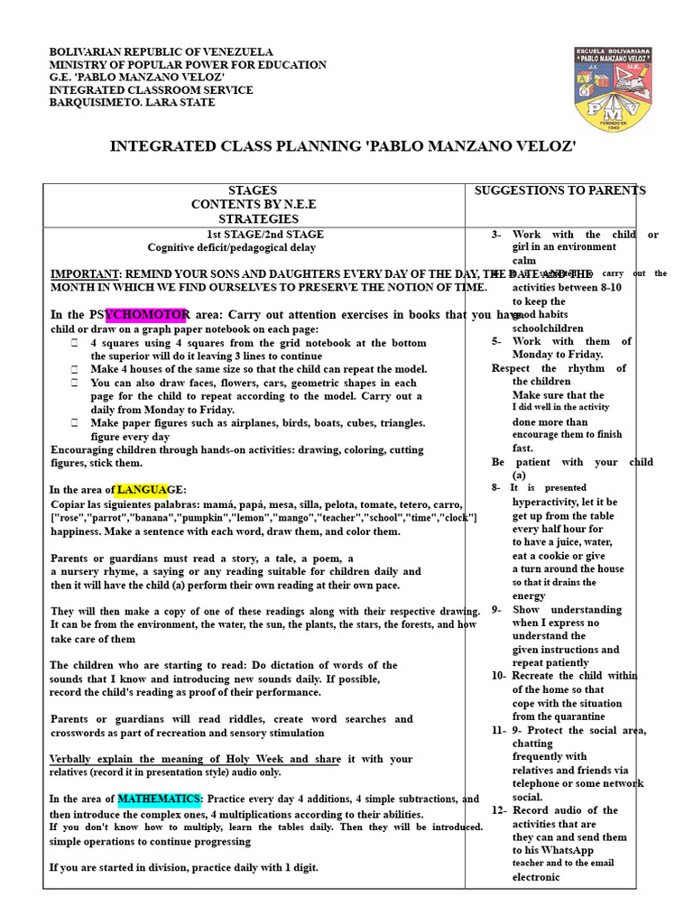 Integrated Classroom Planning Guide | PDF | Cognition | Neuroscience