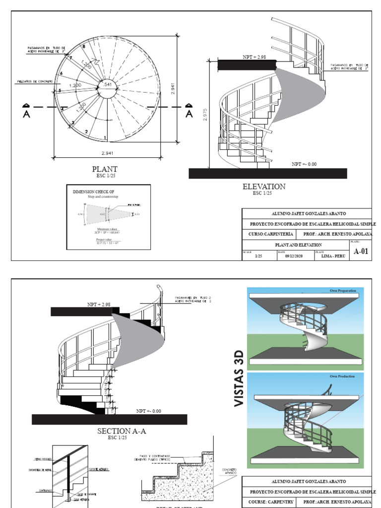 Simple Helicoidal Stair Formwork | PDF | Stairs