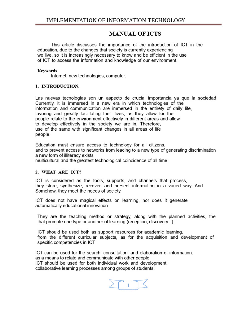 ICT Manual | PDF | Educational Technology | Information And ...