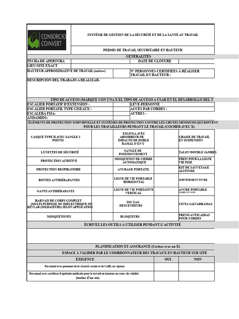 Permis de travail en hauteur sécurisé | PDF | Risque | Sécurité