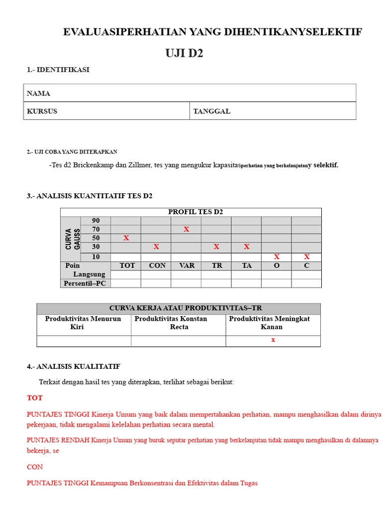 Evaluasi Tes D2: Perhatian Berkelanjutan | PDF