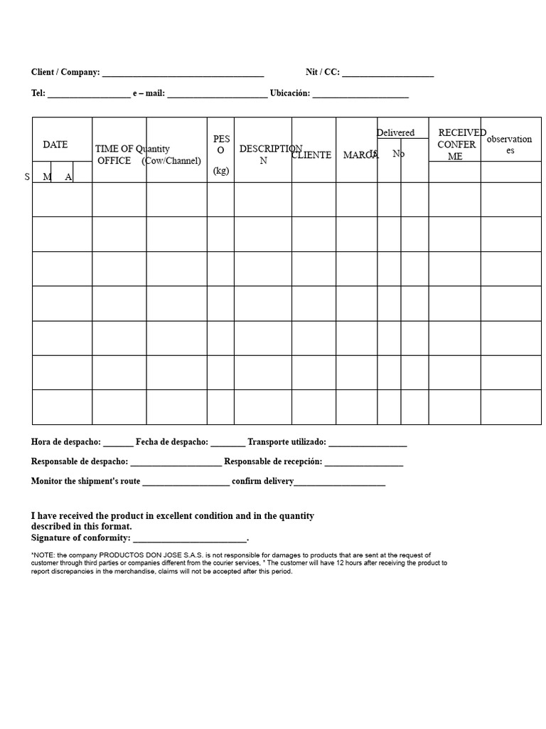Product Delivery Format | PDF