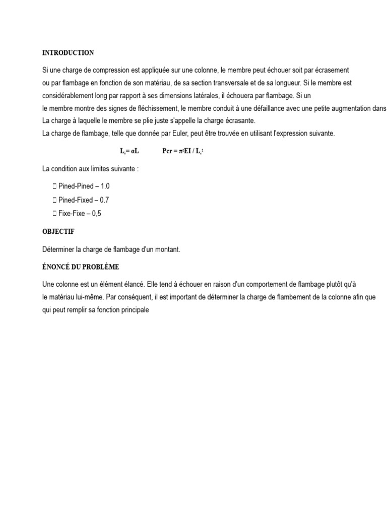 Charge de flambage des colonnes métalliques | PDF | Flambage ...