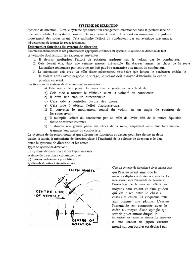 Système de Direction Automobile : Fonctionnalités et Types | PDF ...