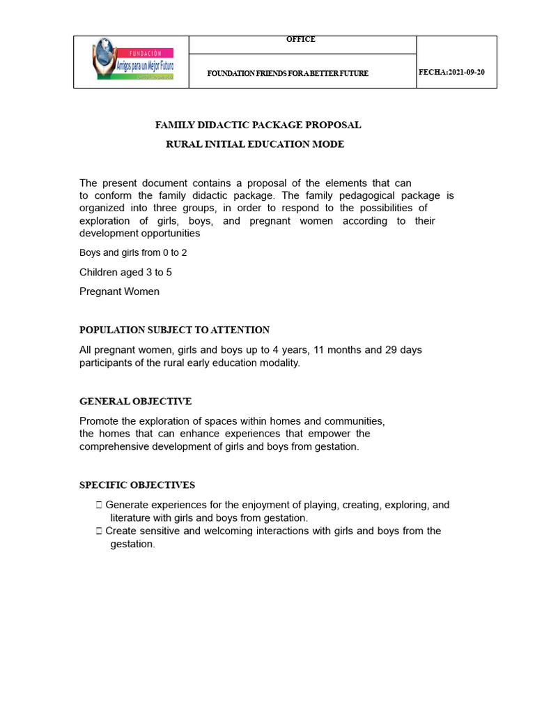 Family Educational Package Proposal 2022 | PDF | Perception | Senses