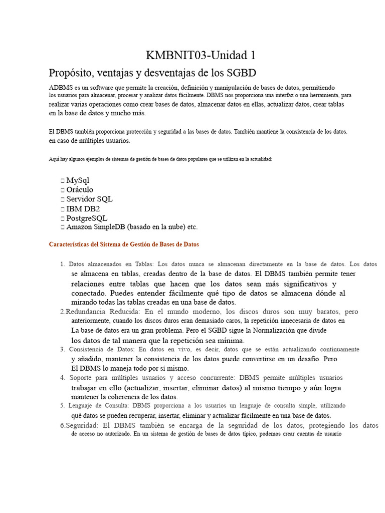 KMBNIT03_Unidad 1 | PDF | Bases de datos | SQL
