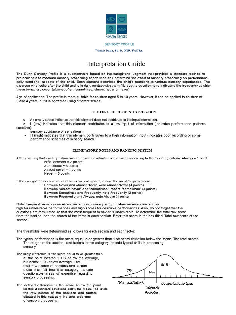 Interpretation of The Dunn Sensory Profile | PDF | Perception | Information