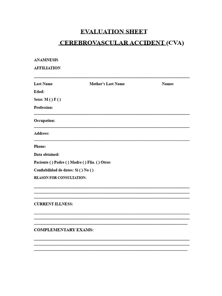 EVALUATION SHEET Acv | PDF | Clinical Medicine | Medicine