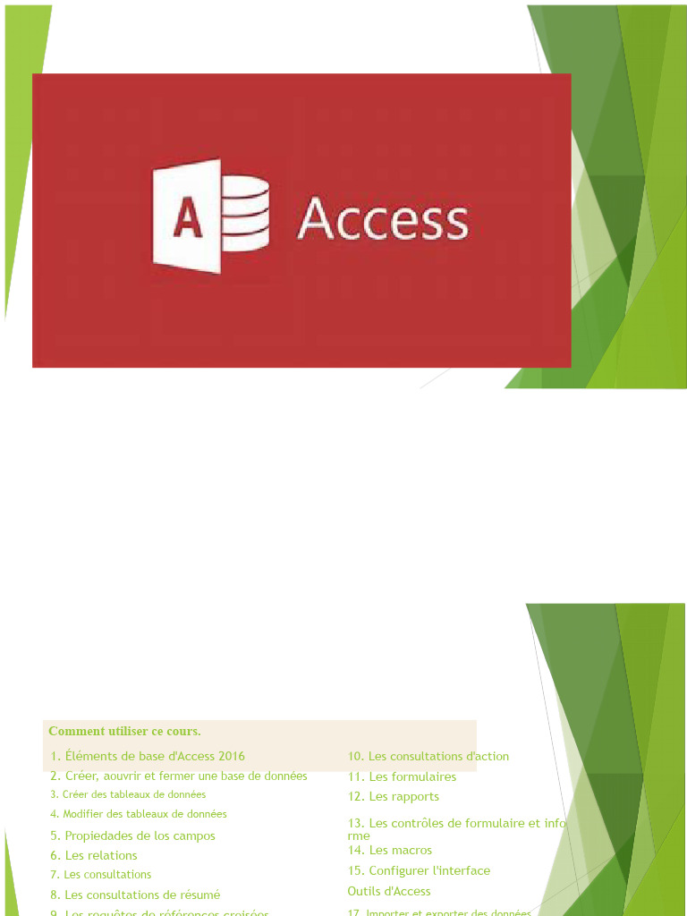 Guide complet d'Access 2016 | PDF | Microsoft Access | Informatique