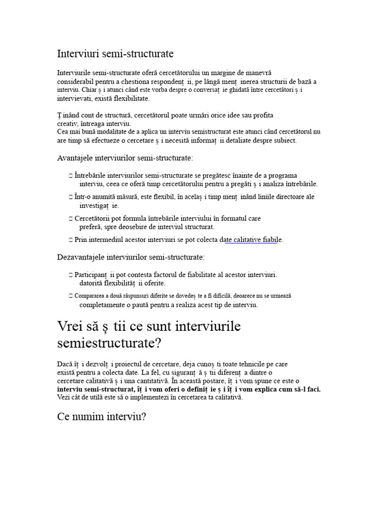 Interviuri Semi-Structurate | PDF