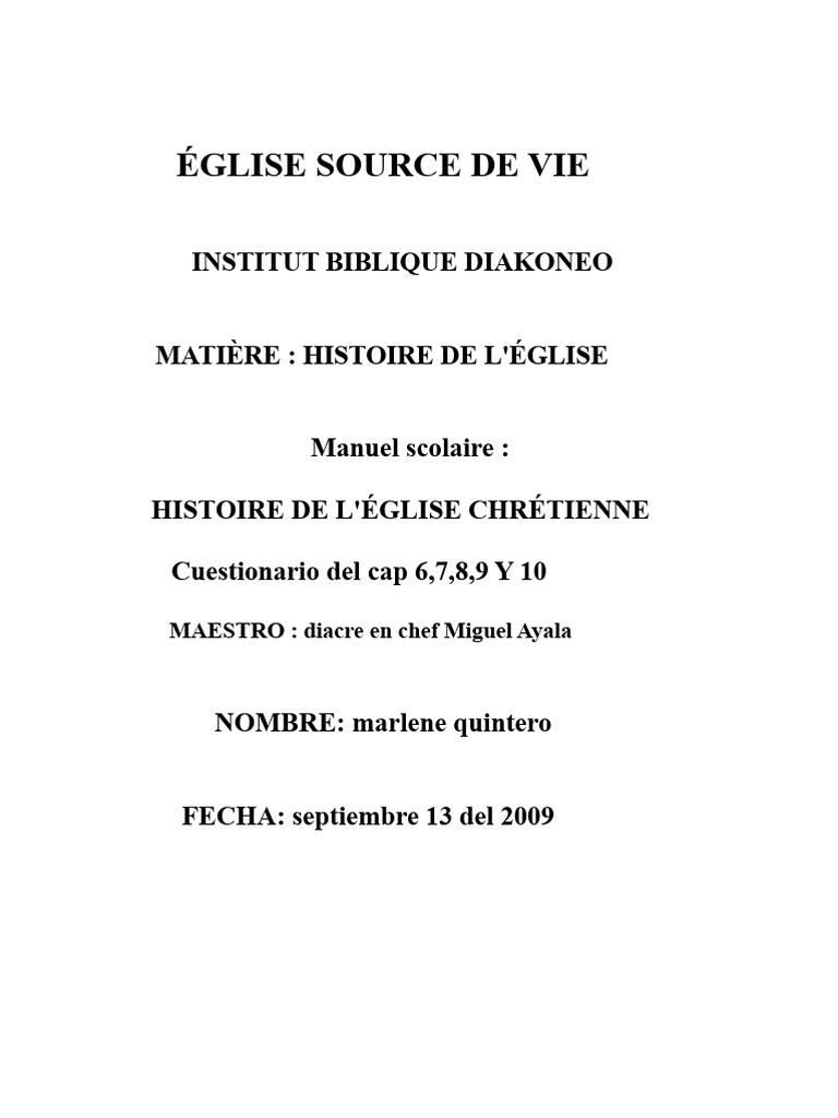Histoire de l'Église Chrétienne : Périodes et Persécutions | PDF ...