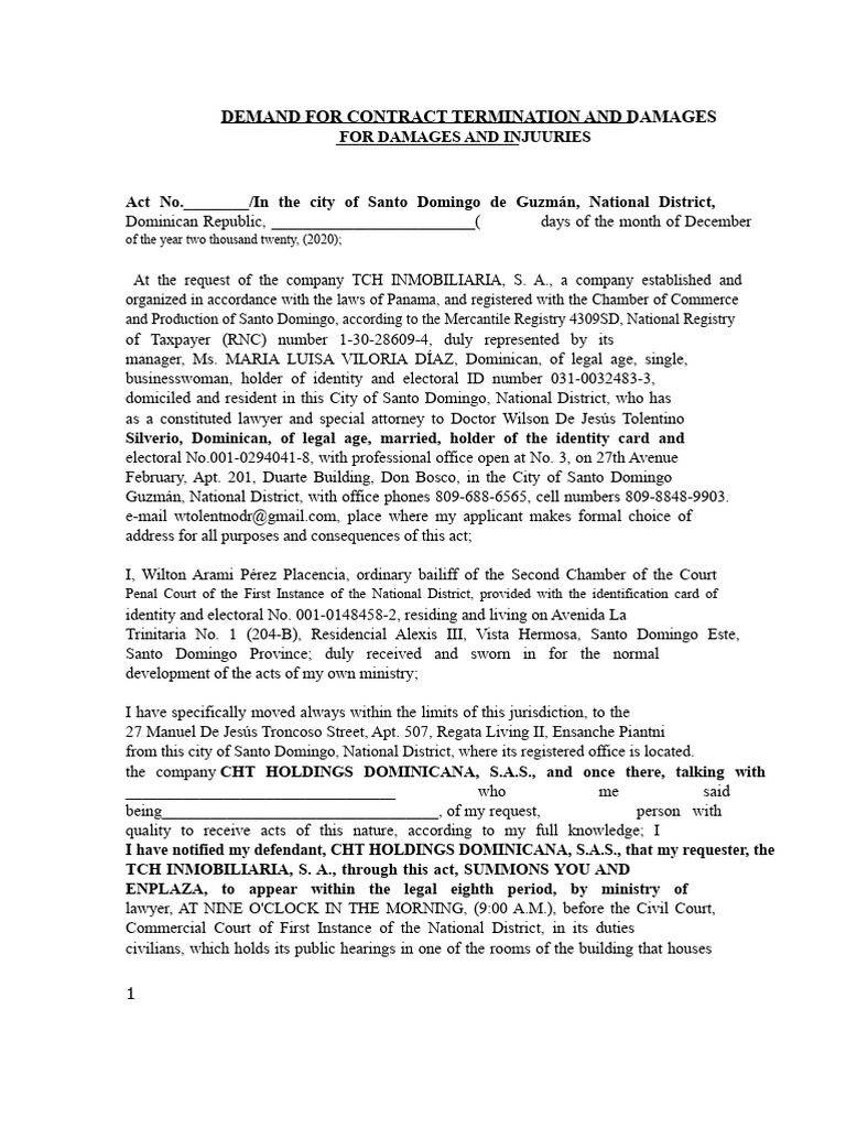 Lawsuit For Contract Termination and Damages | PDF | Breach Of Contract ...