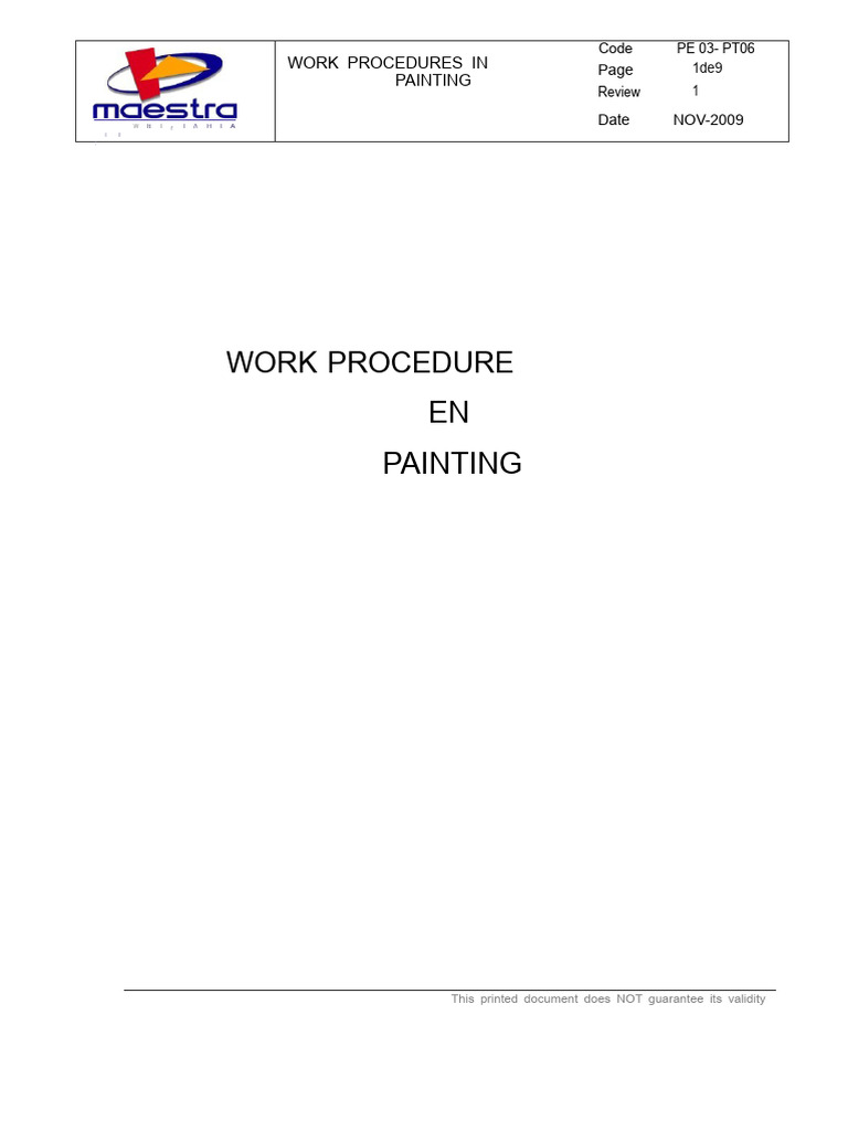 WORK PROCEDURE IN PAINTING - Free PDF Download | PDF | Paint | Paintings