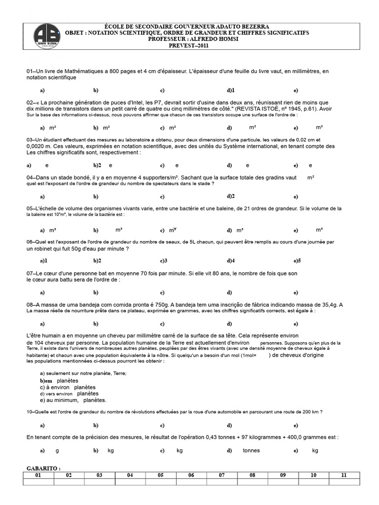 Notation scientifique et ordres de grandeur | PDF | Chiffre significatif
