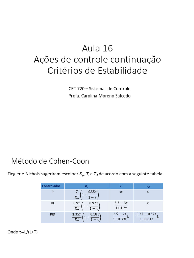 Métodos de Controle e Estabilidade em Sistemas | PDF | Matemática