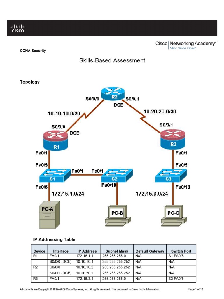 Ccna Security Skills Based Assessment | PDF | Computer Networking ...