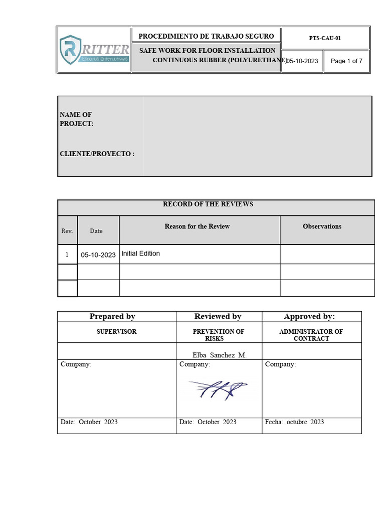 Installation Procedure For Continuous Rubber Flooring Polyurethane