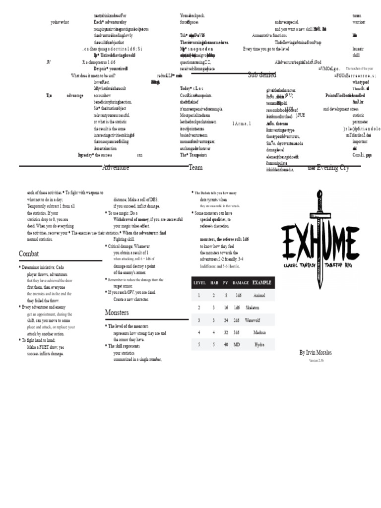 Exhume SPA 2.5b | PDF | Tabletop Games | Role Playing Games