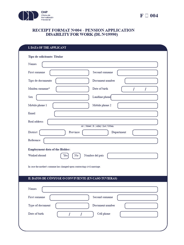 Pension Application Form for Disability | PDF | Banks | Marriage