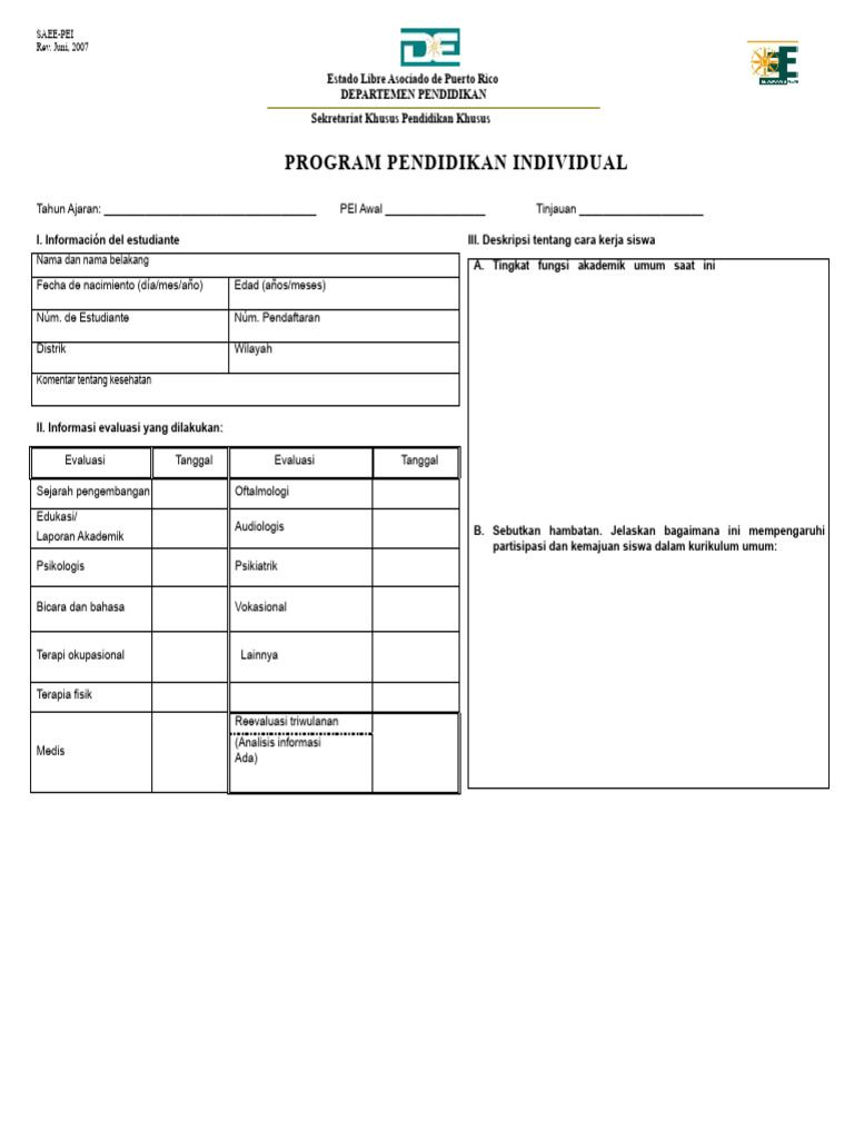 Program Pendidikan Individual untuk Siswa Kebutuhan Khusus | PDF