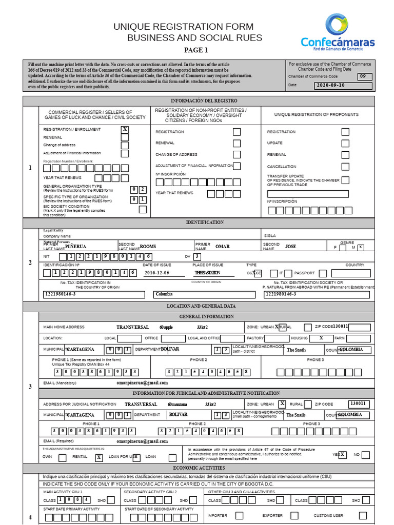 Unique Registration Form for Businesses | PDF | Economies | Business ...