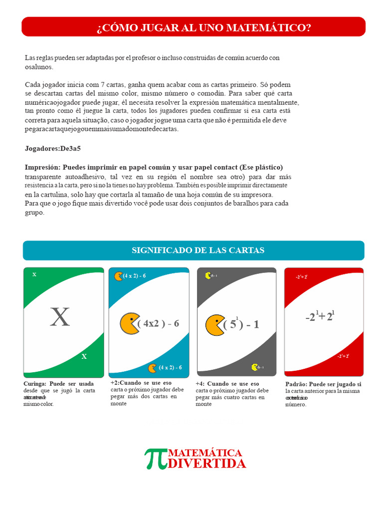 Reglas del Juego Uno Matemático | PDF