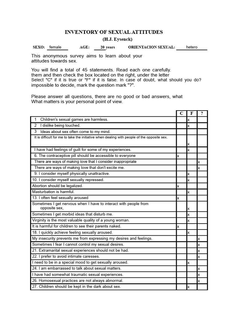 Inventory of Sexual Attitudes Survey | PDF | Human Sexuality | Human ...