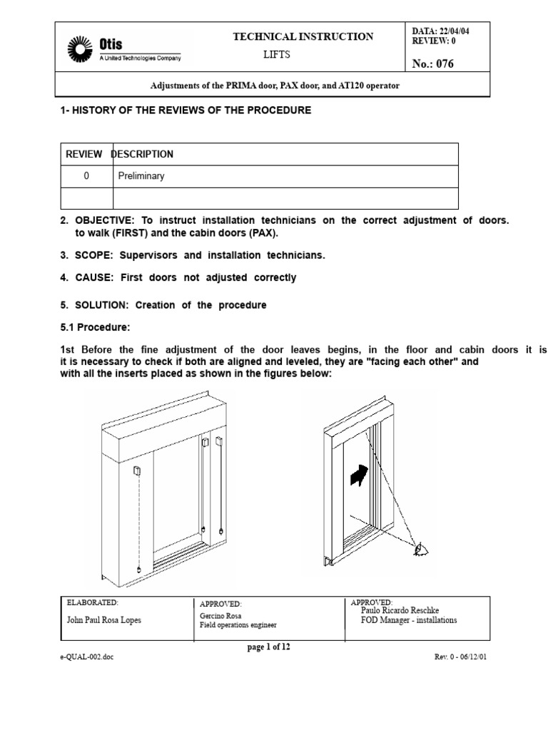 Elevator Door Adjustment Guide | PDF